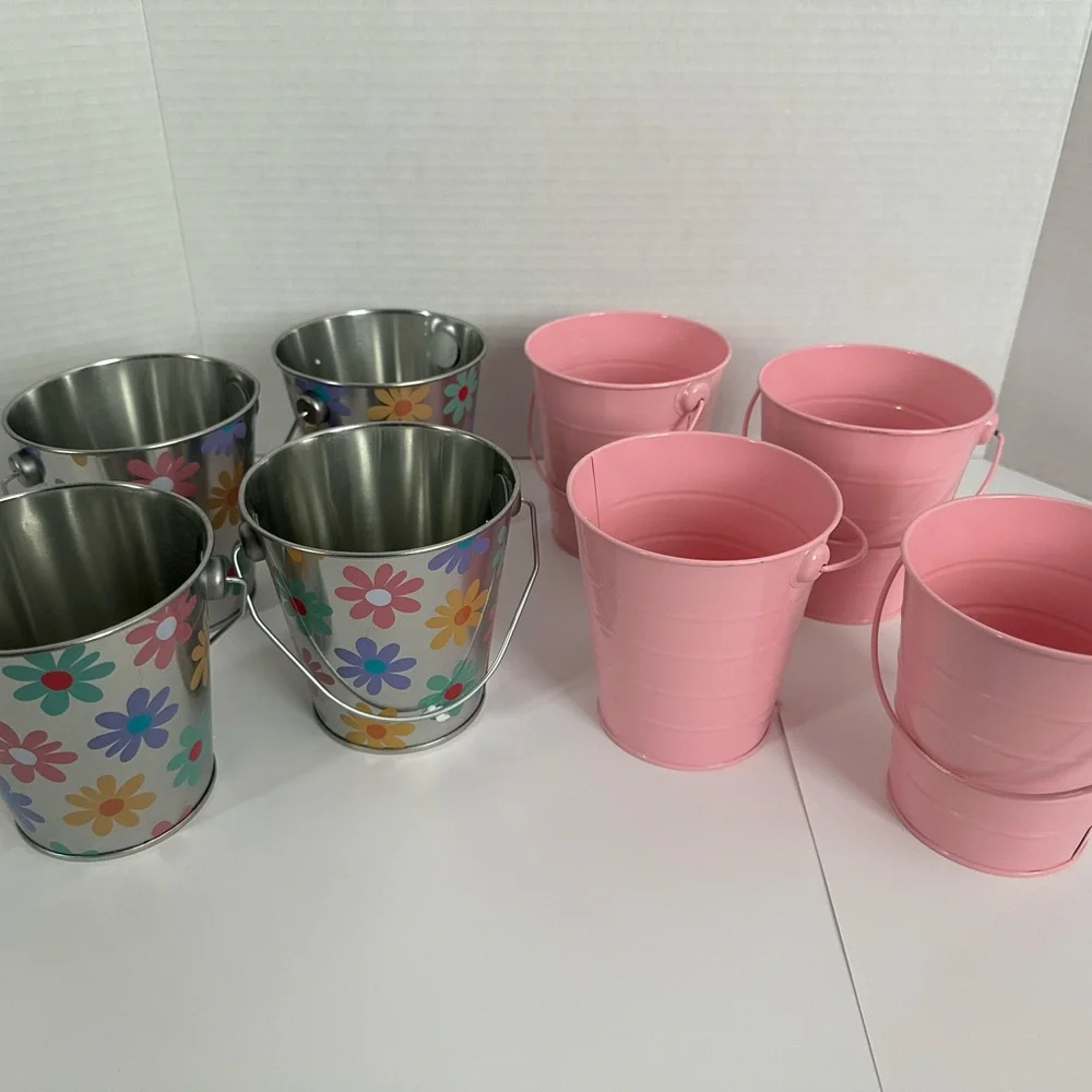 Pink Party Supplies - Metal pails and Cardboard pails